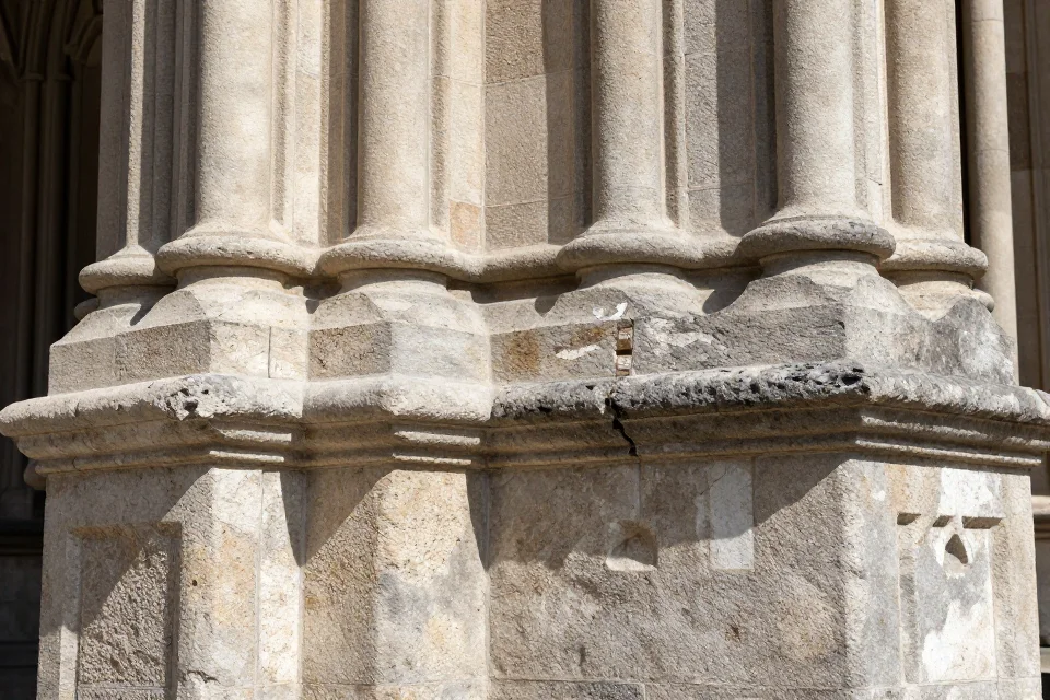 Detalles de la cimentación y arcos de la catedral revelan técnicas constructivas medievales con granito local y estructuras de soporte