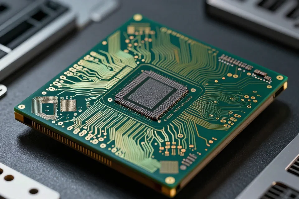 Detalles técnicos de la arquitectura de una unidad de procesamiento gráfico de NVIDIA, mostrando circuitos y capas de semiconductor